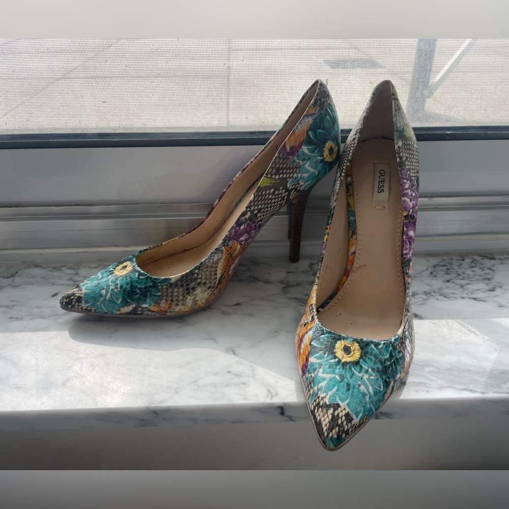 Guess Multicolor Floral Women's Heels